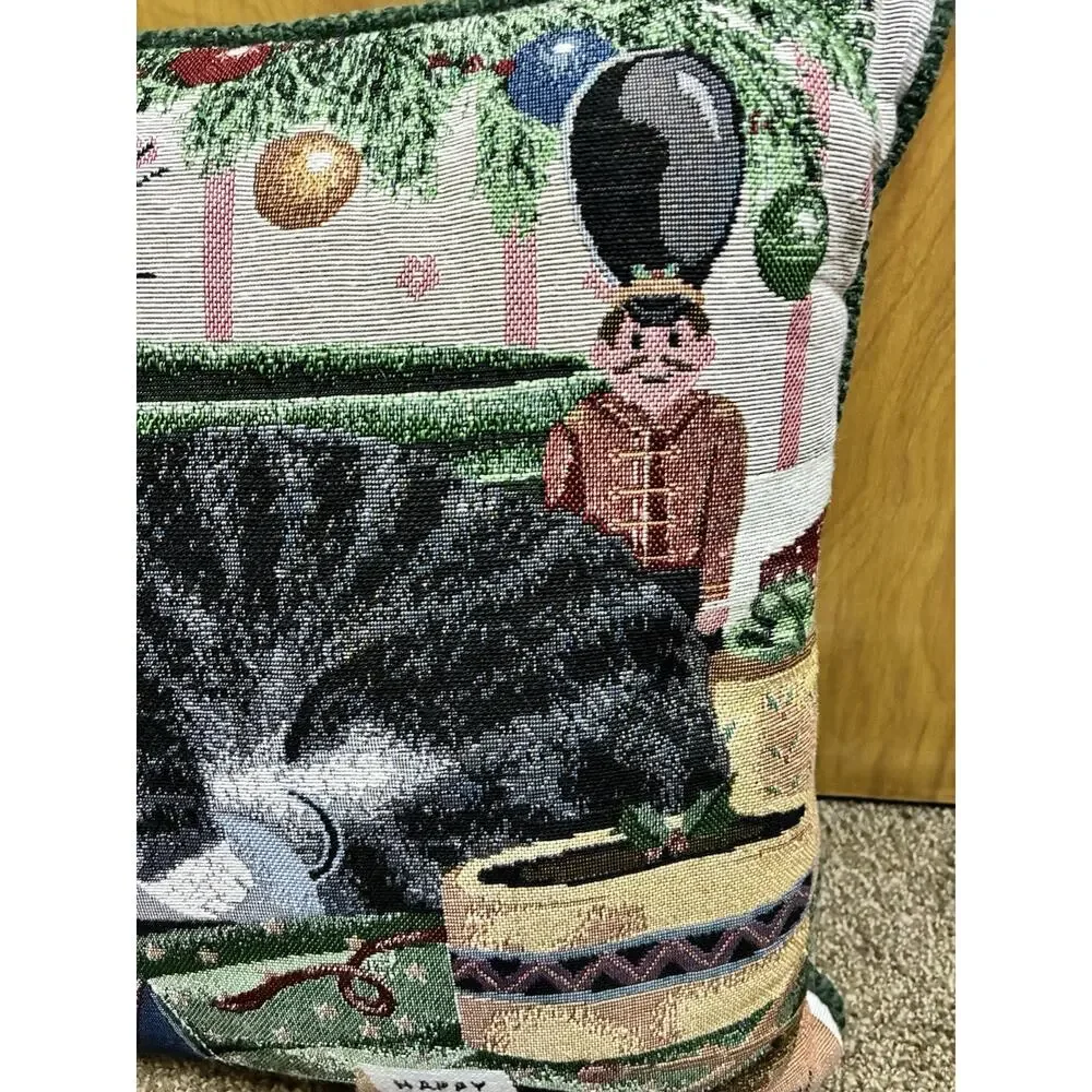 Holiday Sleepy Cat Kitty Teddy Nutcraker Christmas Grn Tweed Bkg Anne Mortimer